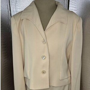 Valentino Miss V Italy Vintage Blazer Skirt Suit Cream Sz 14 Wool